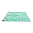 thumbnail image 2 of Ahgly Company Machine Washable Indoor Square Medallion Turquoise Blue Traditional Area Rugs, 4' Square, 2 of 4