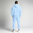 thumbnail image 4 of Garbnen Fleece Mens Sweatsuits 2 Piece Set Long Sleeve Drawstring Pullover Hoodies and Sweatpants Workout Athletic Fluffy Flannel Fuzzy Tracksuits for Men Set Light Blue, 4 of 6