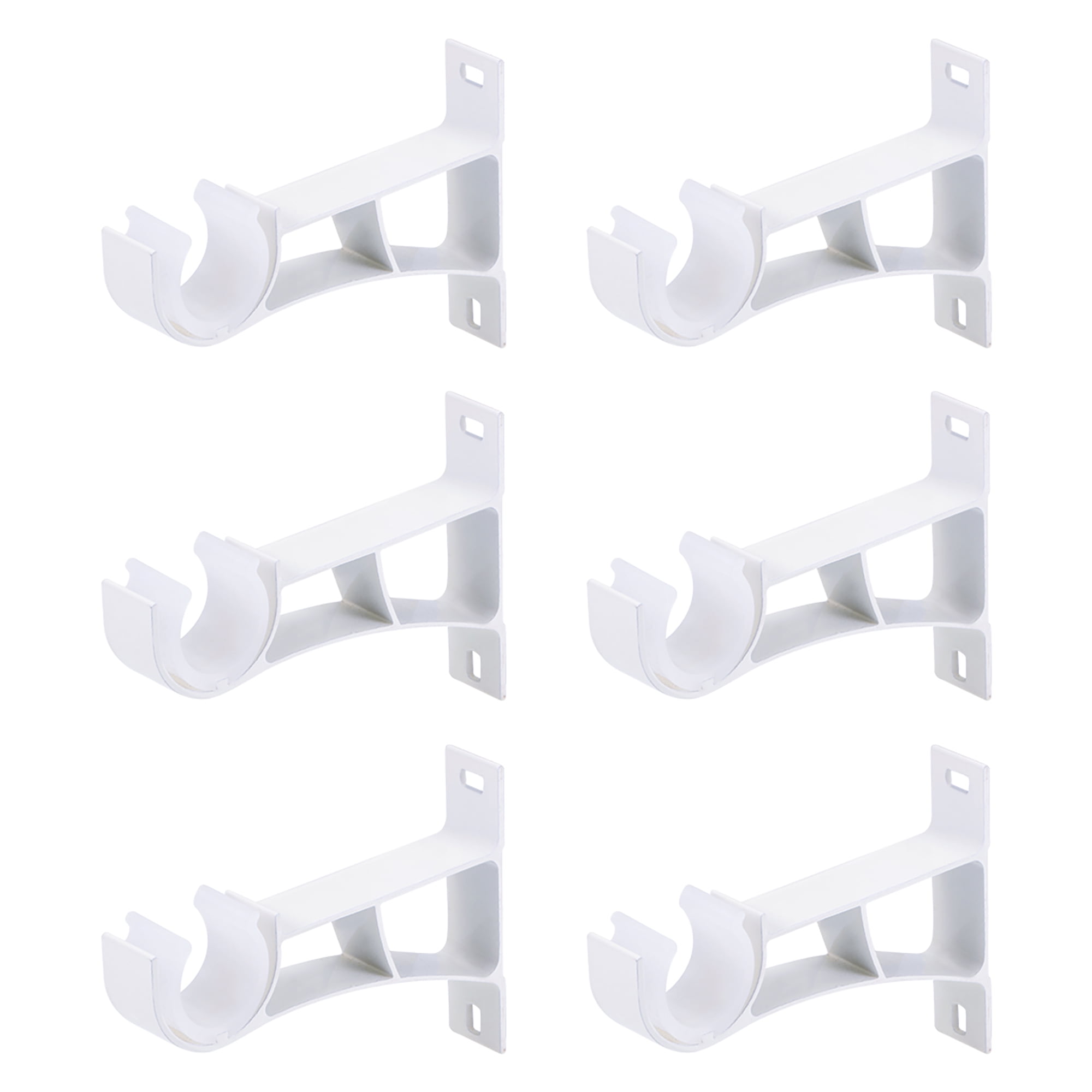 Uxcell 108x80x19mm Curtain Rod Bracket Aluminum Alloy White 6 Pack