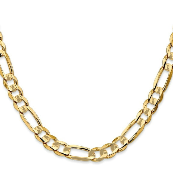 Auriga Fine Jewelry 14K Yellow Gold 6.75 mm Concave Open Figaro Chain Necklace for Women 18K"
