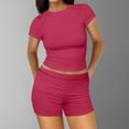 thumbnail image 2 of vigerkar Women's Summer 2 Piece Outfits Shorts Sets Matching Set Loungewear 2025 Brick Red, XL, 2 of 5