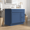 thumbnail image 2 of Vanity Art 36 Inch Single Shutter Door Bathroom Vanity Base Cabinet with 2 Functioning Shaker Drawers, Strudy Floor Mount Storage Cabinet Organizer for Bedroom, Living Room, Kitchen, VA4036-2RBLUE, 2 of 12