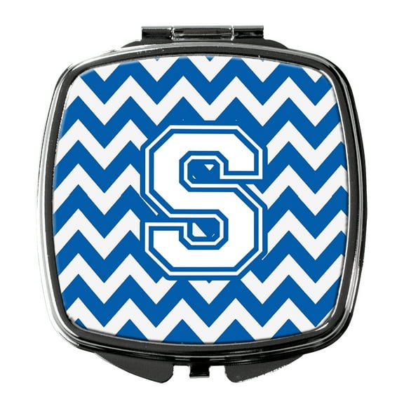 Letter S Chevron Blue and White Compact Mirror CJ1045-SSCM