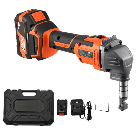 KFFKFF Cordless Metal Nibbler with 20V 4000mAh Battery, 2200 RPM Brushless Motor, Electric Metal Cutter with Carrying Case for Steel and Aluminum Sheets