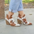 KINODAY Dean Womens Western Cowboy Booties with Stacked Leather Heel