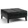 thumbnail image 6 of Dover 36 inch Wide Contemporary Square Coffee Table Storage Ottoman in Midnight Black Vegan Leather, 6 of 6