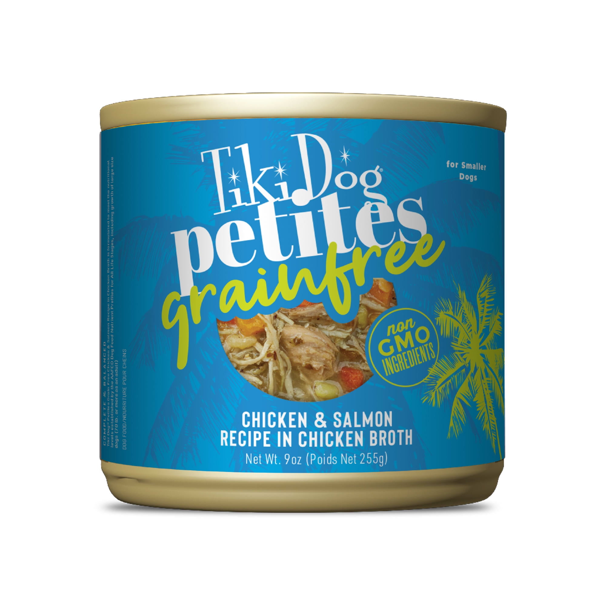 Tiki Dog Petites Grain Free Chicken & Salmon Wet Dog Food Cans, 9 oz., Case of 8
