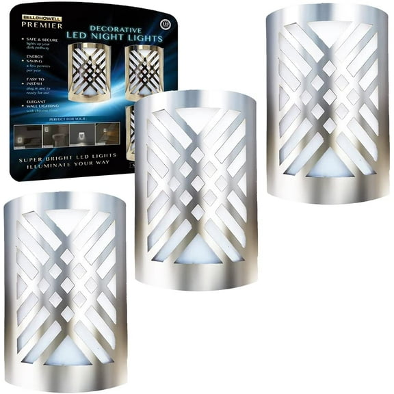 Bell Howell Decorative LED Night Light Plug-in Smart Dusk to Dawn Sensor, Auto On/Off Night Lights-3 Pcs