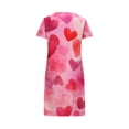 thumbnail image 4 of WCJM Pink Plus Size Casual Sleep Dress Women's Plus Heart Print Short Sleeve Round Neck Medium Stretch Loose Nightdress Valentine's Day Nightdress, 4 of 4