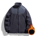 thumbnail image 1 of Puntoco Chaquetas De Abrigo Informales De Color Sólido Con Cremallera Y Bolsillo Con Cuello Vuelto, Manga Larga Y Sin Capucha Para Hombre, 1 of 3
