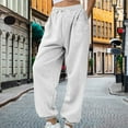 thumbnail image 2 of BLOCLOALO Dress Pants Casual Pants Wide Leg Elastic Waist Pants with Pockets Lightweight High Waisted Adjustable Loose Lounge Trousers Hiking Pants Women Elastic Pants for Women Comfy Pants White L, 2 of 9