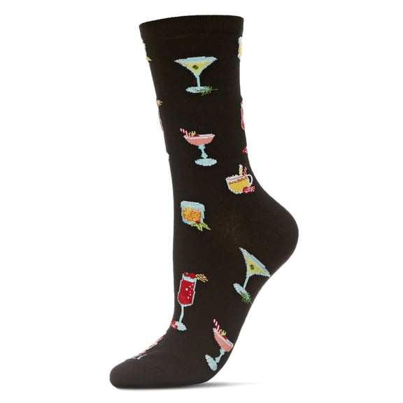 MeMoi Totally Tipsy Bamboo Blend Crew Sock - Womens - Female, 9-11, Med Denim Heather