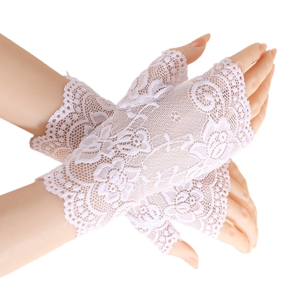 Bridal Gloves With Delicate Lace Design Half Finger Wrist Coverage Perfect For Church Outdoor Ceremonies