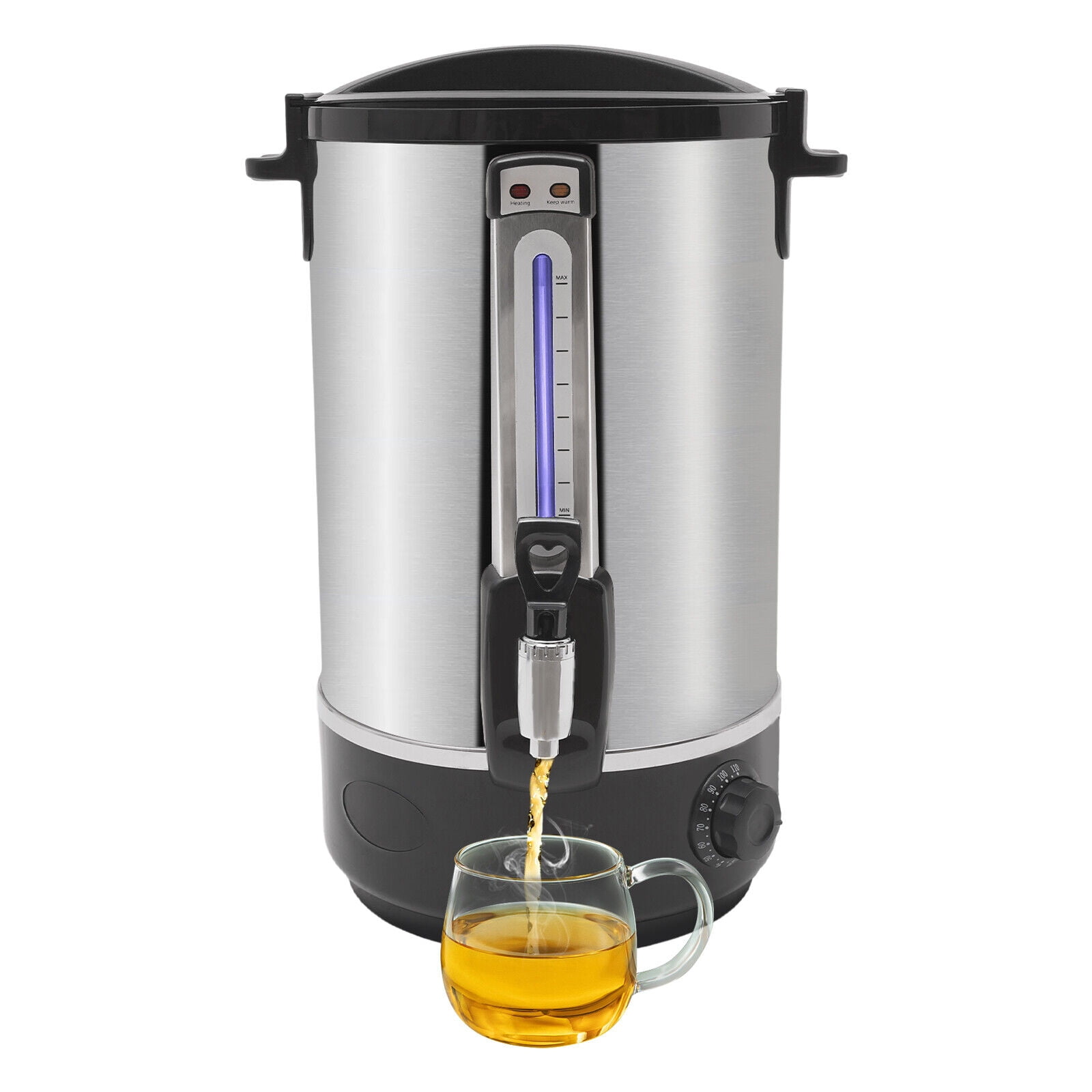 2-layer Stainless Steel Commercial Water Bucket, Electric Hot Water Bucket 16L Beverage Dispenser