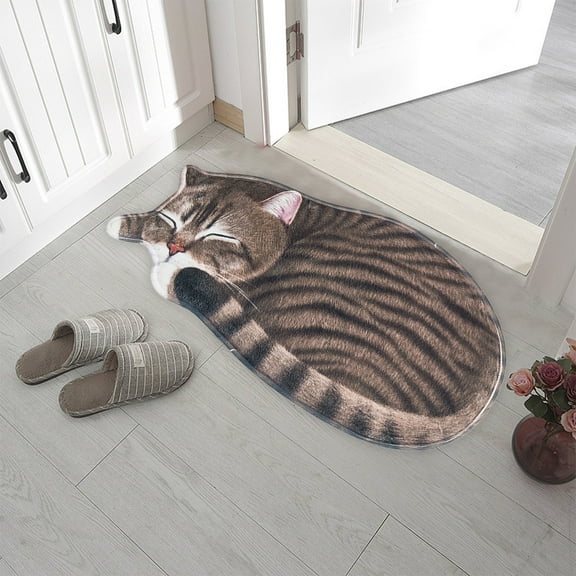 Gallickan Welcome Doormat, 3D Pet Realistic Cat Area Rug, Welcome Mat Non Slip Floor Mat Summer Novelty Door Mats Indoor Outdoor Decor 34.25x15.74in, C