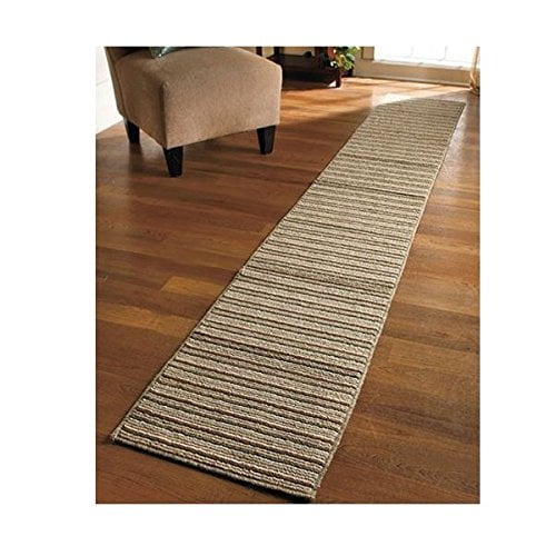 NEW 20" X 120" Sand Colored Striped Extra Long Nonslip Floor Runner Rug