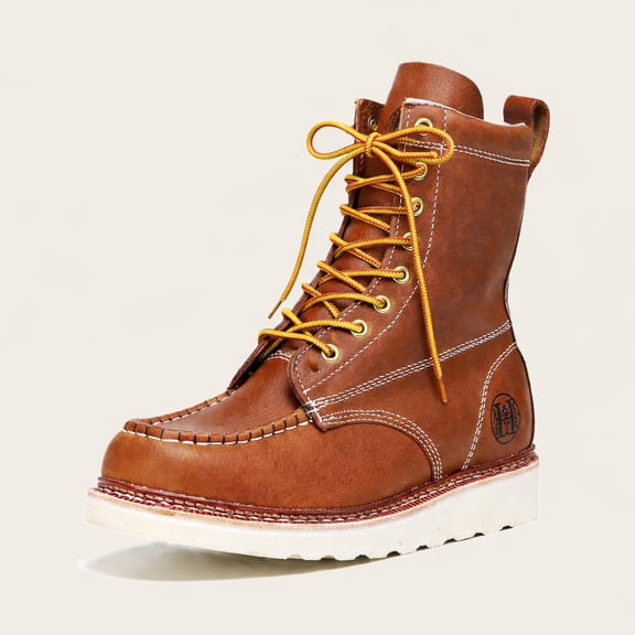 Stylish Classic 8" Soft Toe Mens Work Boots Leather Slip Resistant Durable Breathable Stylish Boots EU-808D Size 7.5