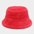 thumbnail image 2 of Riforla Fisherman Hat for Autumn Winter Adjustable Warm Solid Color Bucket Hat for Outdoor Activities Bucket Hats Watermelon Red, 2 of 3