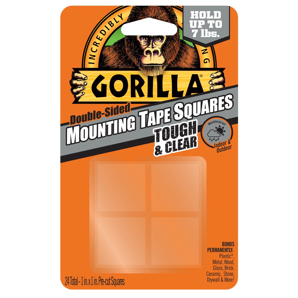 Gorilla Glue 1" DoubleSided Mounting Tape Squares, 24 PreCut Pieces