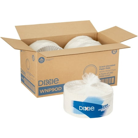Dixie Uncoated Paper Plates By Gp Pro - 250 / Pack - White - Paper Body - 4 / Carton