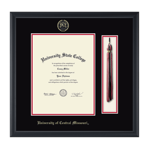 Framerly - UCMO Tassel Diploma Frame with Black and Red Mat