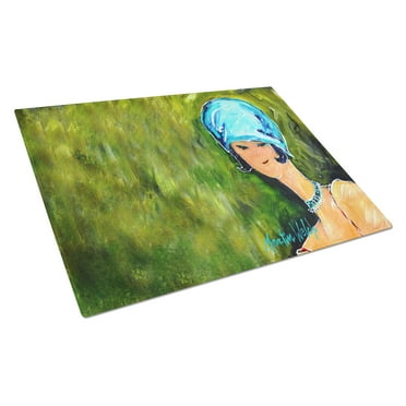 Carolines Treasures MW1237LCB Young Voncile Still in High School Glass Cutting Board Large 12H x 16W multicolor