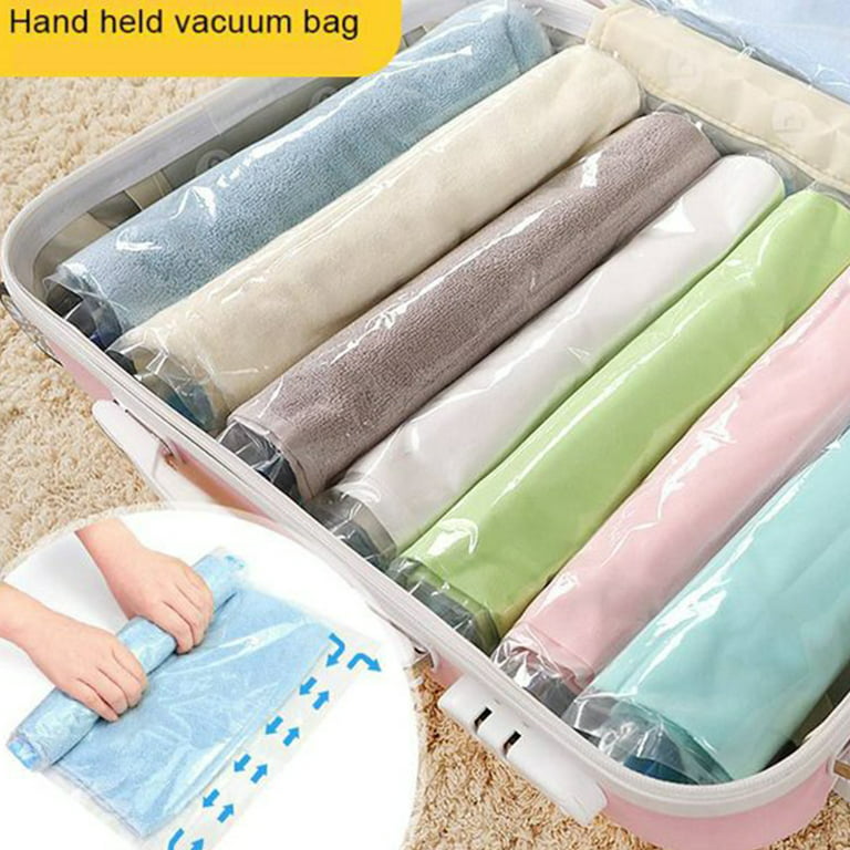 Travel Vacuum Bag 6 Pcs / Set Letter Sealing Folding Manually Roll Vacuum  Clothes Storage Bags