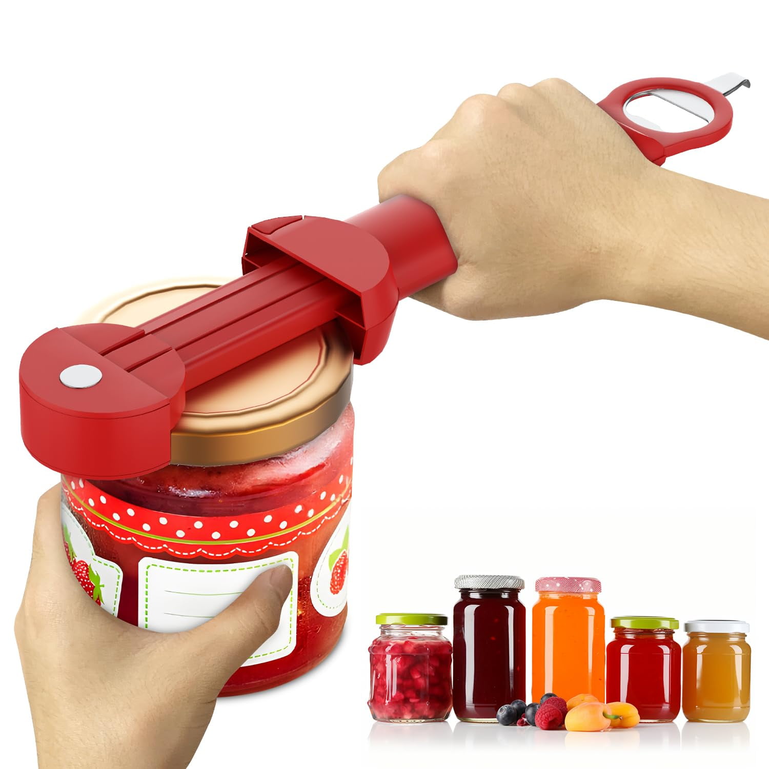 Multifunctional Bottle Opener Stainless Steel Lid Opener Adjustable WineBeer Can Opener for Weak Hands Seniors   Kitchen Tools