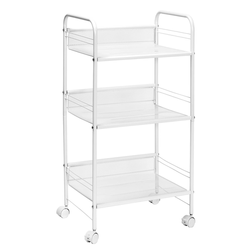 Honey Can Do 3Shelf Rolling Wire Cart, White