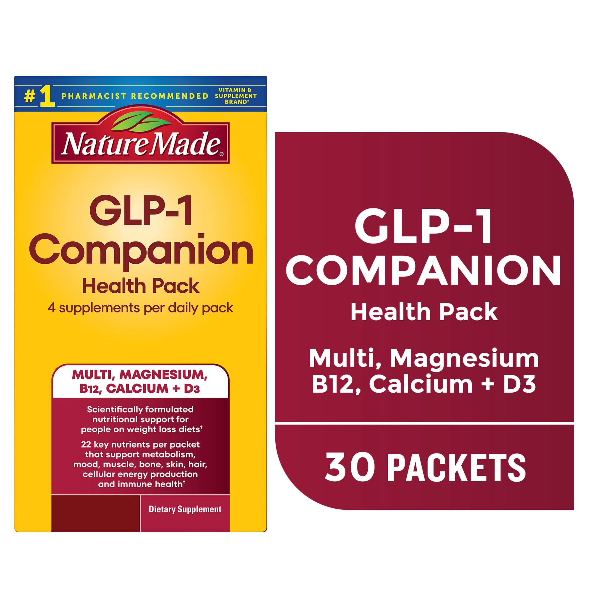Nature Made GLP-1 Companion Health Pack, Dietary Supplement, 30 Packets
