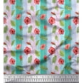 thumbnail image 1 of Soimoi Tissu en Poly Georgette Vert Imprimé Feuilles et Fleurs au Mètre 42 Pouces de Large, 1 of 5