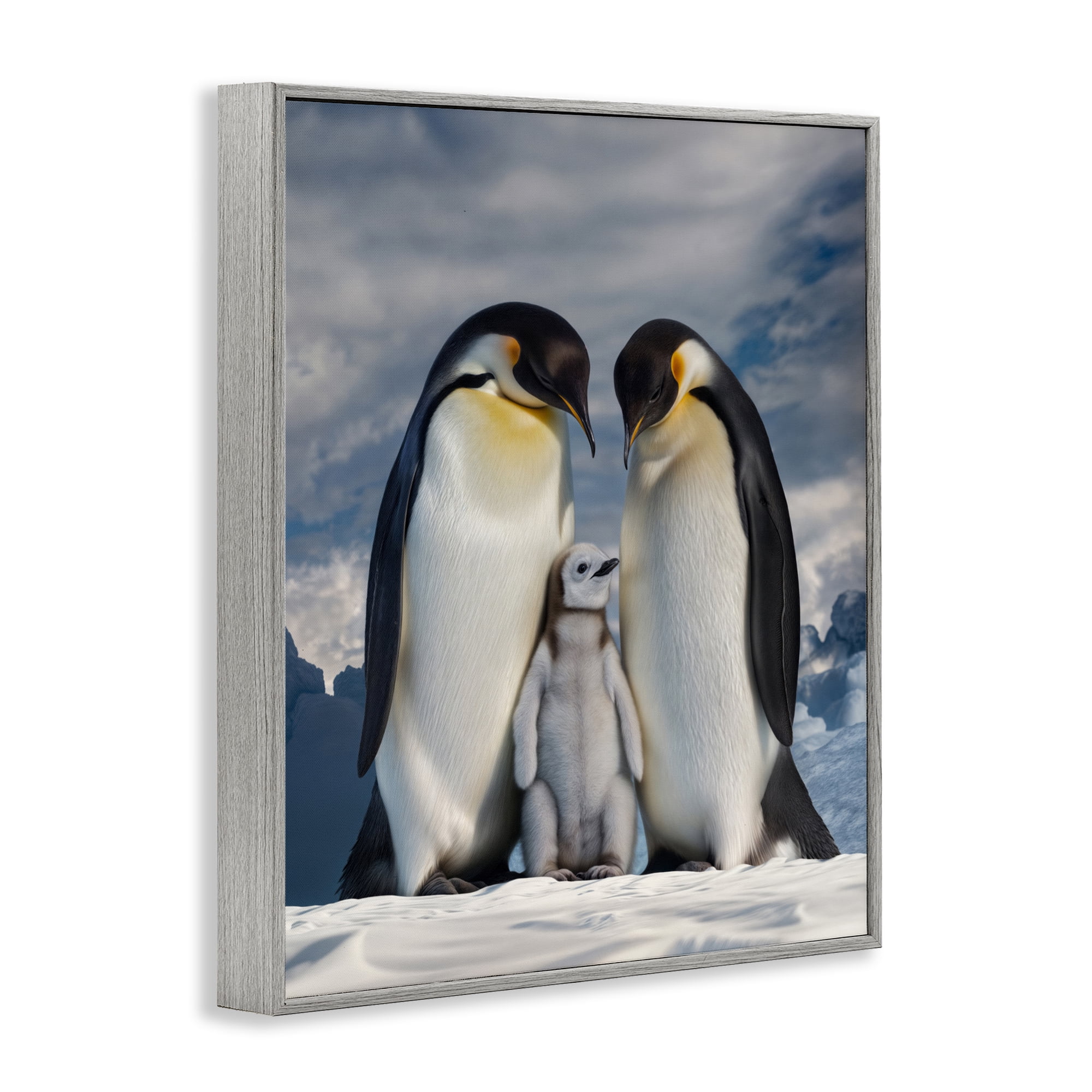Stupell Industries Penguins In The Wild Gray Framed Giclee Art, design by Scott Stulberg
