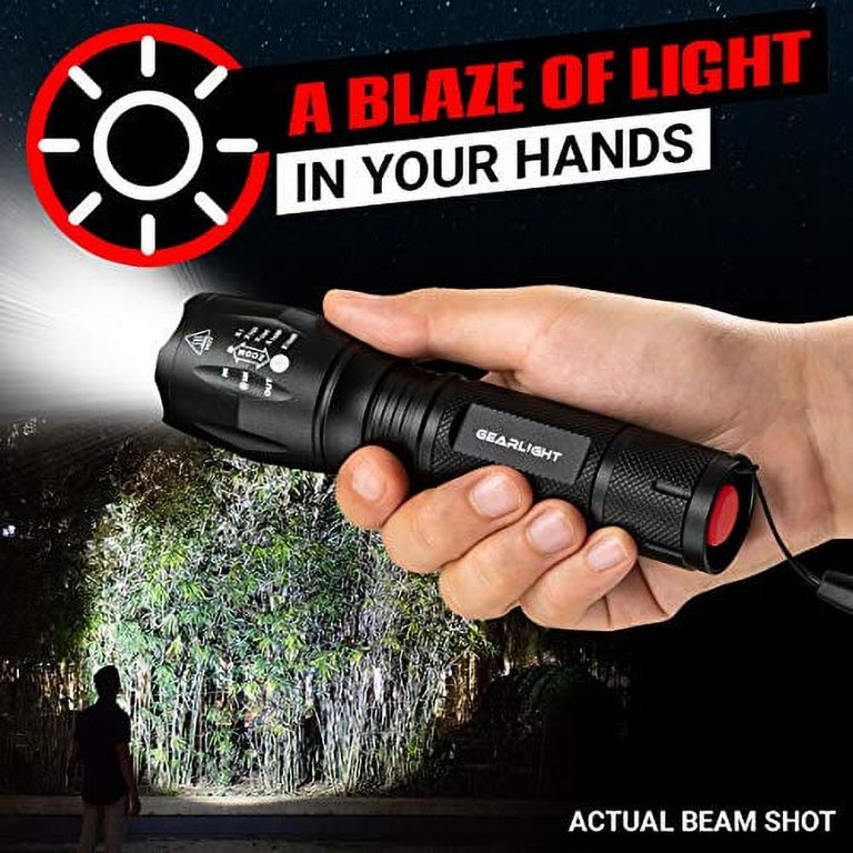 LED Tactical Flashlight S1000 - High Lumen, Zoomable, 5 Modes