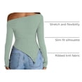 thumbnail image 4 of Top Corto de Punto Acanalado con Hombros Descubiertos para Mujer PRETTYGARDEN XS, 4 of 9