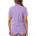 thumbnail image 4 of Dwellite Women's Polos Golf Shirts Short 3/4 Length Sleeve Collared Shirt Quick Dry Blouses with Pocket Light Purple 2XL, 4 of 4