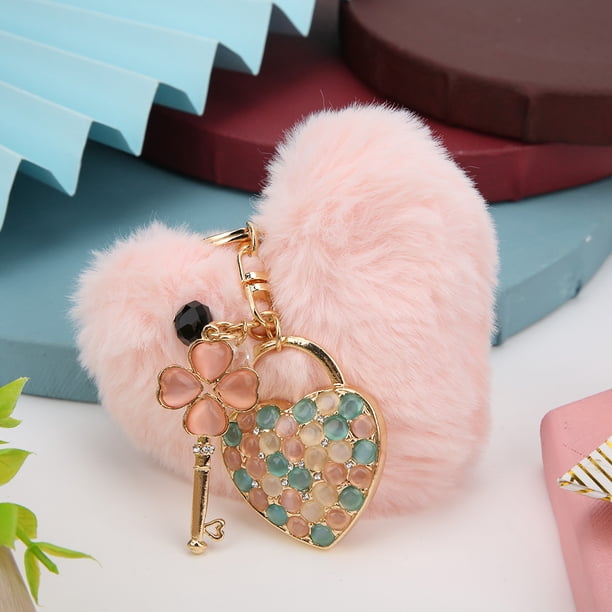 Precioso llavero, llavero con forma de corazón esponjoso, llavero decorativo, máxima comodidad