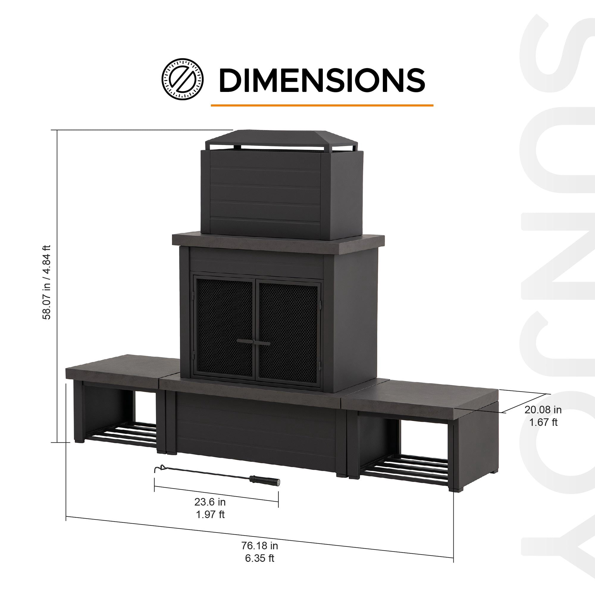 Sunjoy Wood Burning Fireplace ‚Äì Matte Black Outdoor Steel with