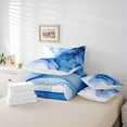 thumbnail image 4 of YST Blue Swirl 7-Piece Navy Marble Comforter Set, Modern Abstract Bedding Accessories, Queen Size, 4 of 4