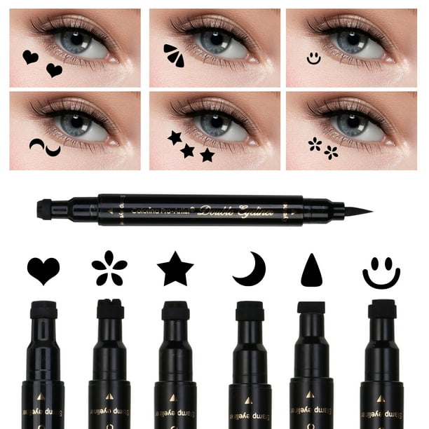 YouLoveIt 6 Pcs Liquid Eye Liner Pen Doubleheaded Eyeliner Stamps Set