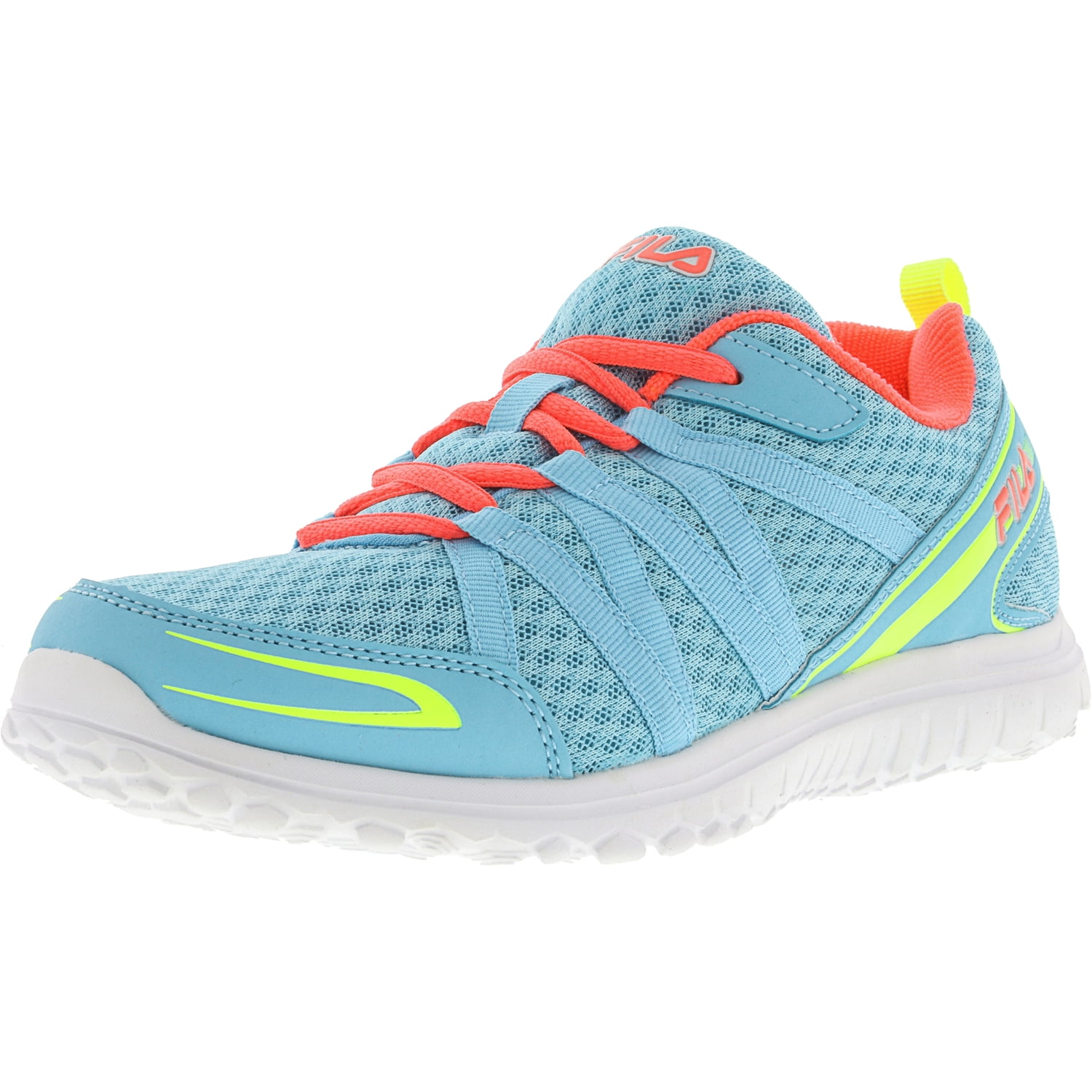 Fila Fila Girl's Flyver Bluefish Safety Yellow Fiery Coral Ankle High Running Shoe 6M Fila Fila Girl's Flyver Bluefish Safety Yellow Fiery Coral Ankle High Running Shoe 6M