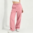 thumbnail image 5 of VBVC Women's Drawstring Wide Leg Cargo Pants , Casual Adjustable Hem Sweatpants For Women, Ladies' Y2K Streetwear Trousers with Pockets, Pink , S-3XL, 5 of 10