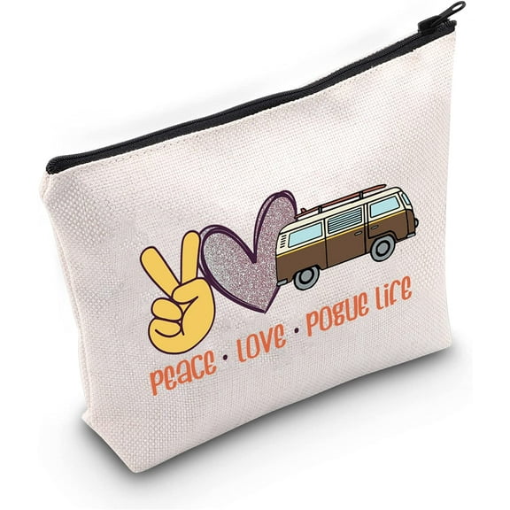 Pogue Makeup Bag TV Show Gift Peace Love Pogue Cosmetic Bag Hippie Gift For Pogue Fans TV Show Lovers Gift