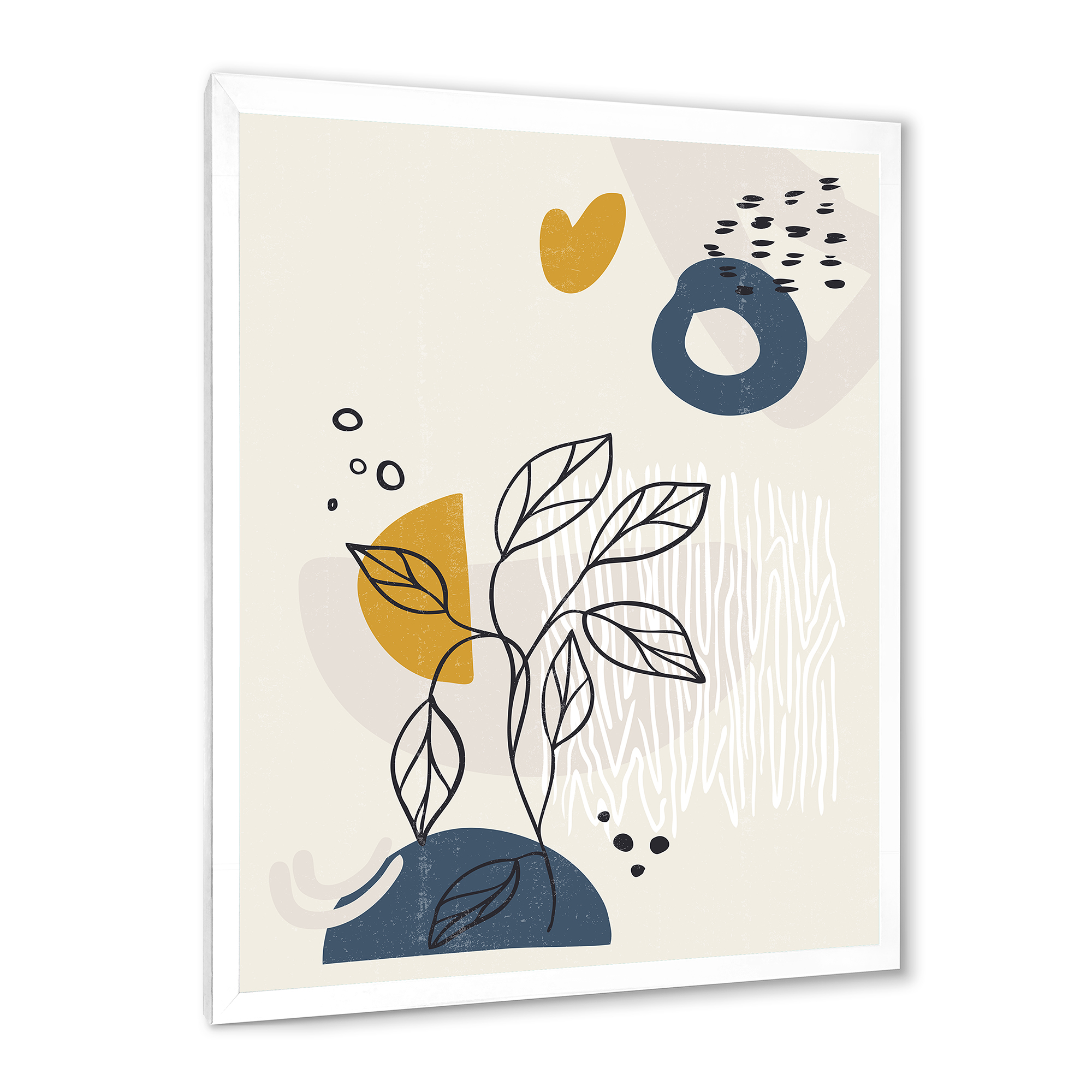 Designart 'Ancient Boho Art Minimalistic Flowers II' Modern Framed Art Print
