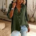 thumbnail image 4 of GUACER Women's 3/4 Sleeve Button Down Shirts Casual Linen Relaxed Fit Collared Summer Blouses Tops for Ladies, 4 of 7