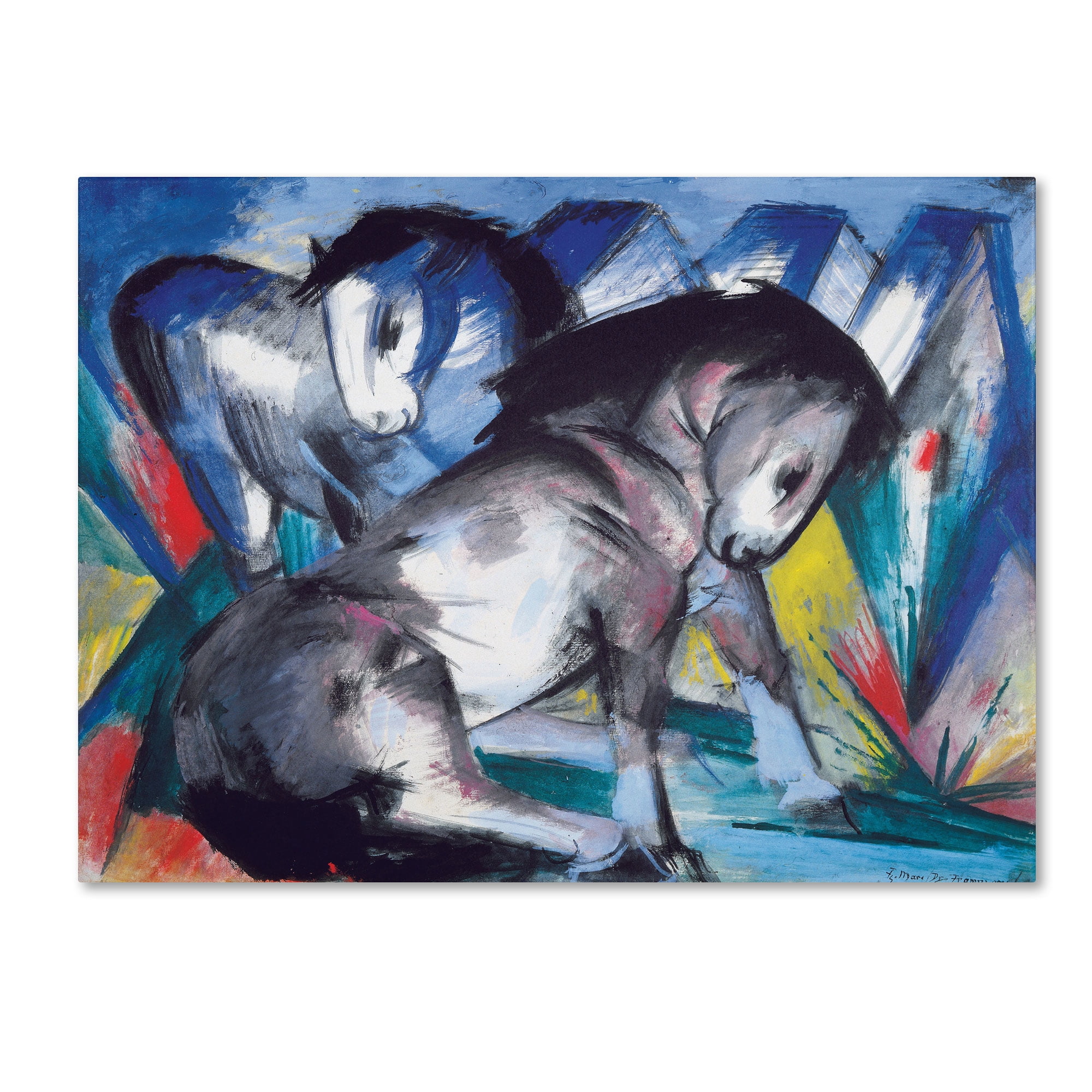 Trademark Fine Art "Two Horses 1913" Canvas Art by Franz Marc