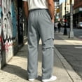 thumbnail image 6 of WIZUTIZ Men's Pleated Wide Leg Pants Elastic Drawstring Waist Relaxed Fit Solid Color Casual Track Trousers, 6 of 9
