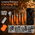 thumbnail image 3 of Tumao Halloween Pumpkin Carving Kit - 12 Pcs Stainless Steel Pumpkin Carving Knife Sets with Stencils & Storage Bucket for Halloween, 3 of 8