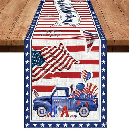 

American Star Flag Table Runner Colorfast and Bright Color Table Runner for Dining Table Tea Table and TV Stand