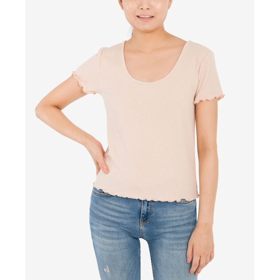 Hippie Rose Juniors' Crisscross-Back T-Shirt Size Small Sand