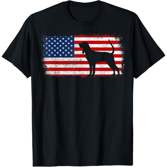 BLACK AND TAN COONHOUND American Flag Vintage T-Shirt T-Shirt